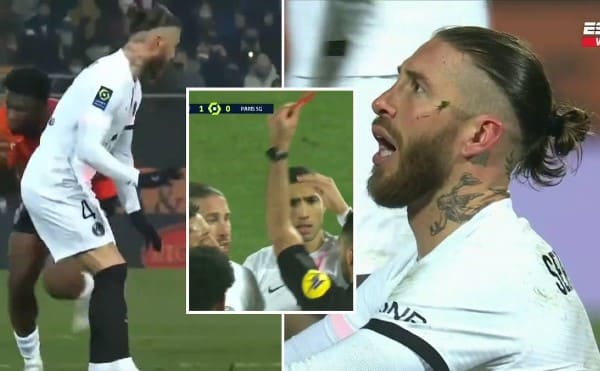 FAN PSG TỎ RA PHẤN KHÍCH KHI RAMOS NHẬN THẺ ĐỎ